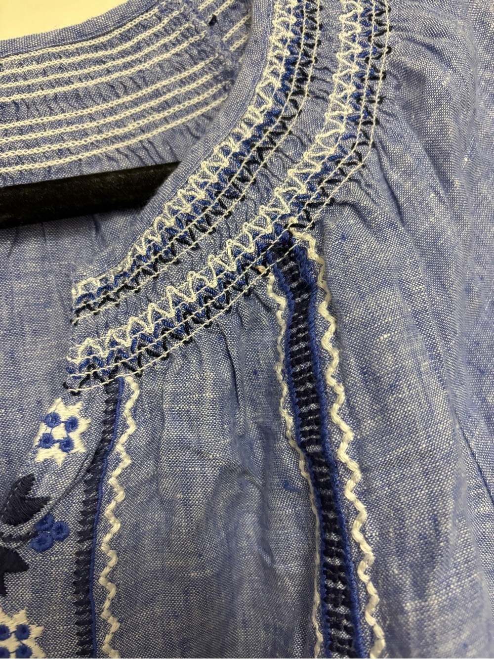 Talbots 100% Linen Embroidered Peasant Boho Blouse - Picture 5 of 8